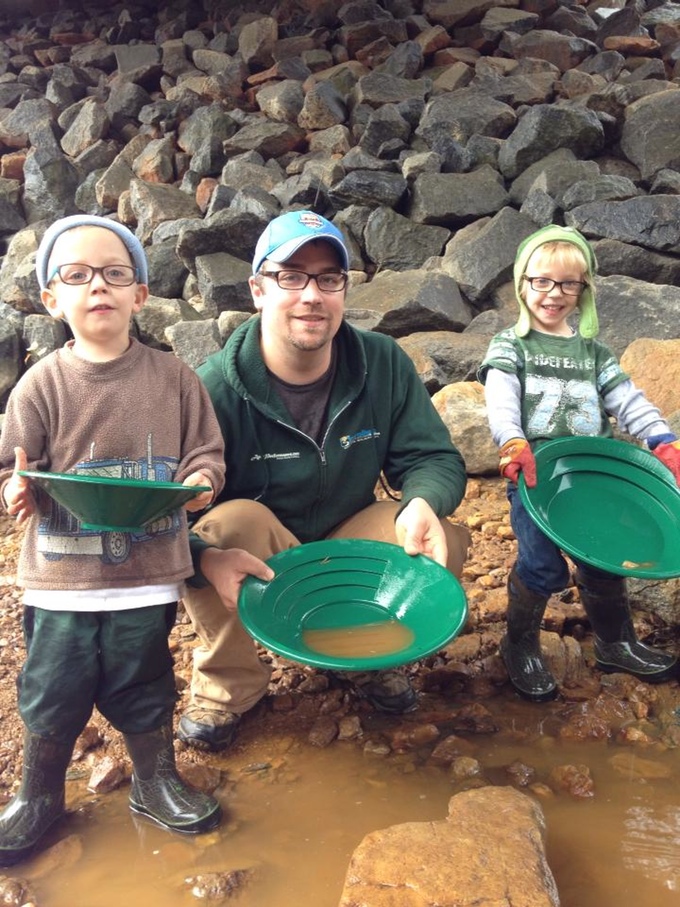 Chris and the boys panning for gold.